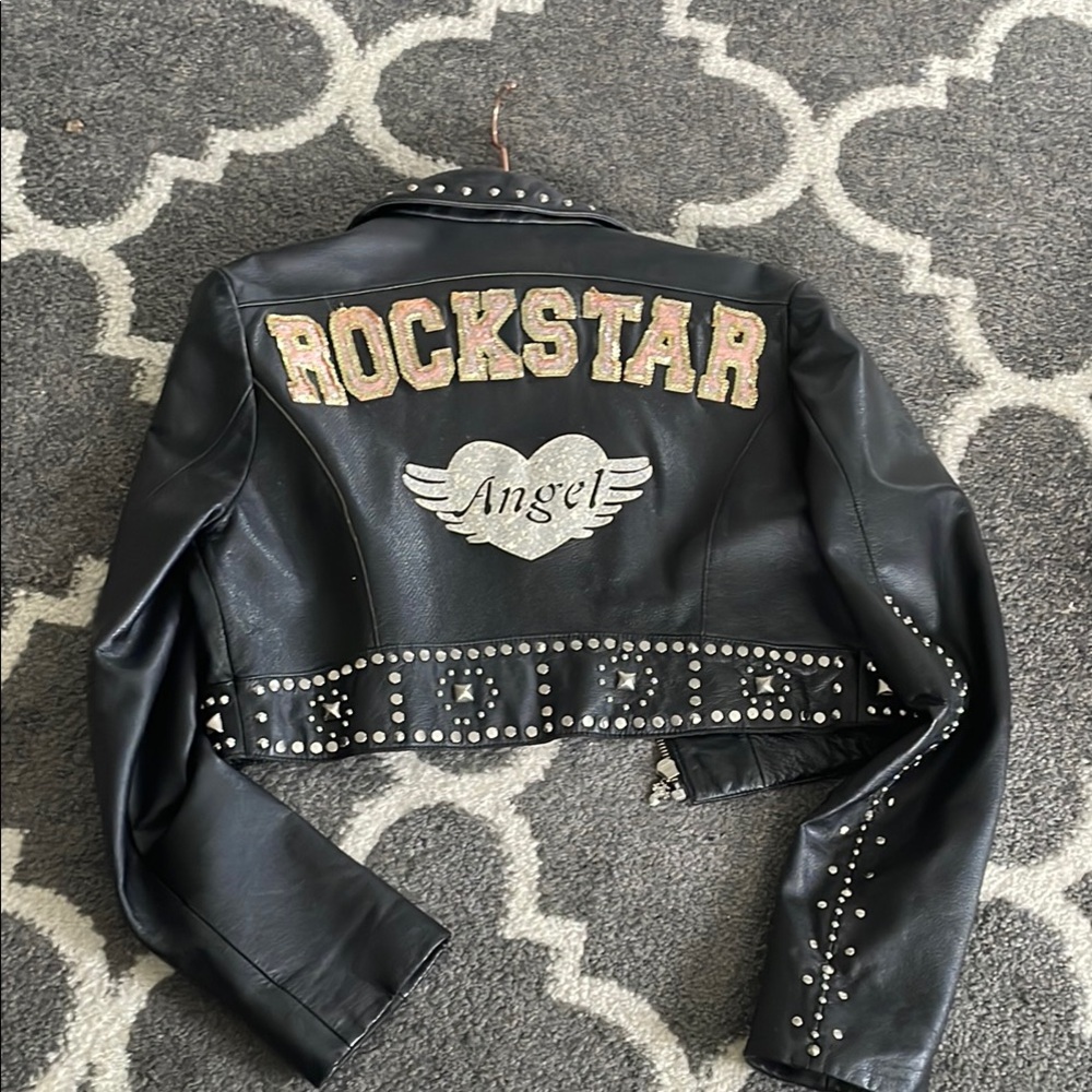 Black Leather Rockstar Jacket with Studs